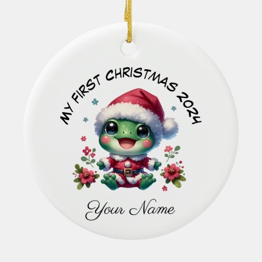 Décoration En Céramique Carte Père Noël Frog Premier Noël (Dos)
