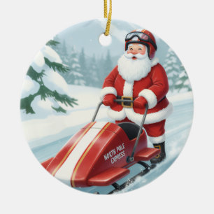 Décoration En Céramique Carte personnalisée Père Noël faisant de la motone