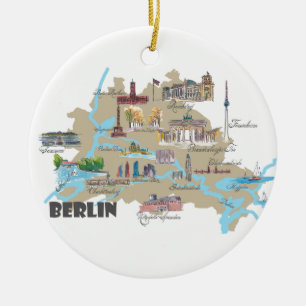 Décoration En Céramique Carte préférée de Berlin avec des points