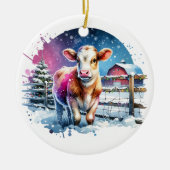 Décoration En Céramique Carte Vache Festive Noël Personnalisé (Devant)