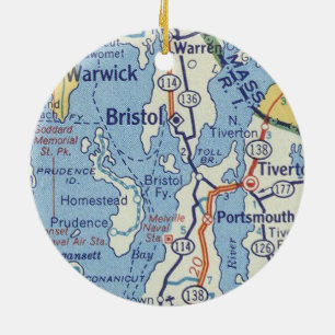 Décoration En Céramique Carte Vintage Bristol RI