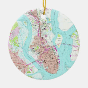 Décoration En Céramique Carte vintage de Charleston la Caroline du Sud