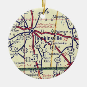 Décoration En Céramique Carte Vintage de Hopkinsville KY