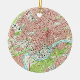 Décoration En Céramique Carte vintage de Knoxville Tennessee (1966)