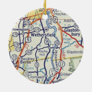 Décoration En Céramique Carte Vintage de la CT de Wetherfield