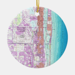 Décoration En Céramique Carte vintage de Palm Beach la Floride (1946)