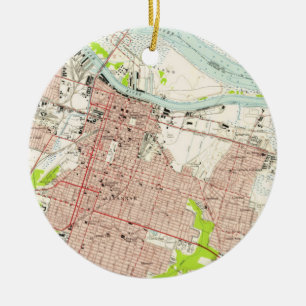 Décoration En Céramique Carte vintage de Savannah Georgia (1955)