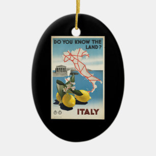 Décoration En Céramique Carte vintage de voyage d'Italie avec des citrons