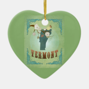 Décoration En Céramique Carte vintage moderne d'état du Vermont - vert