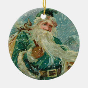 Décoration En Céramique Cartes de vœux de Noël-Retro Père Noël