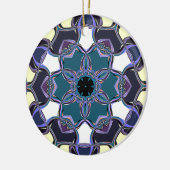 Décoration En Céramique Carton Mandala Flower bleu violet noir et blanc (Gauche)