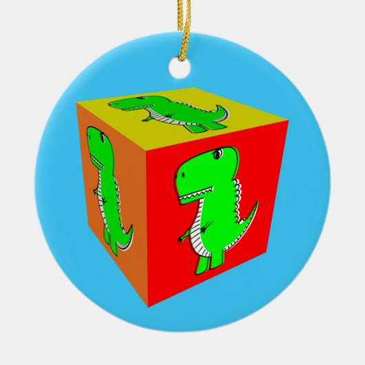 Décoration En Céramique Carton mignon Dino Cube Art (Devant)