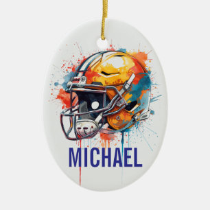 Décoration En Céramique Casque de football de motivation inspirante nom