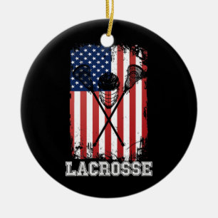 Décoration En Céramique Casque Lacrosse American Flag Lax 4° de