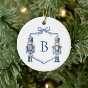 Décoration En Céramique Casse-Noisette Bleu Blason Monogrammé Noël