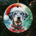 Décoration En Céramique Catahoula Leopard Dog Aquarelle Noël<br><div class="desc">Aquarelle mignonne Catahoula Leopard Hound Ornement de Noël avec des arbres de Noël dans l'arrière - plan. Le cadeau parfait pour les amateurs de Hound Catahoula qui possèdent un Chien Léopard Catahoula.</div>