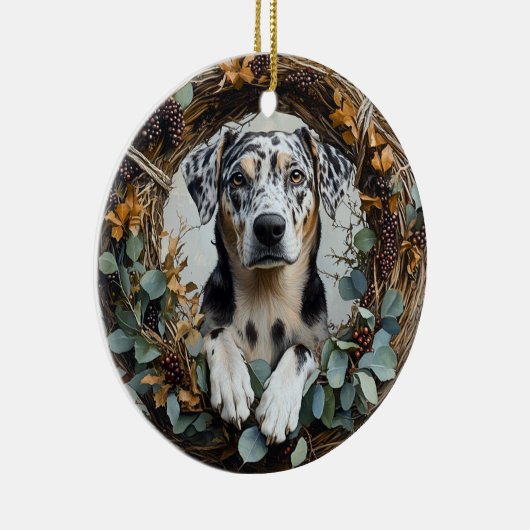 Décoration En Céramique Catahoula Leopard Dog Wreath (Droite)