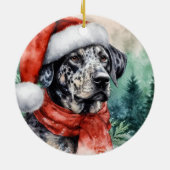 Décoration En Céramique Catahoula Leopard Hound Aquarelle Noël (Dos)