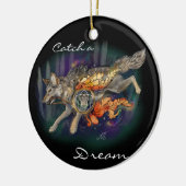 Décoration En Céramique Catch a Dream, Dreamcatcher Wolf~ornament (Gauche)