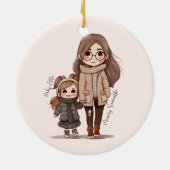 Décoration En Céramique Caution adorable mère et fille (5) (Dos)