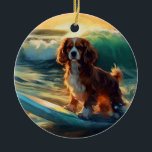 Décoration En Céramique Cavalier King Beach Surf Peinture<br><div class="desc">Plongez dans le monde ludique de l'aventure canine avec cette peinture captivante. Un chien en ébullition se rend aux vagues, chevauchant habilement le surf sur une plage baisée par le soleil. L'oeuvre d'art vibrante capte magnifiquement l'essence de l'excitation au bord de la plage tandis que le chien court sans crainte...</div>