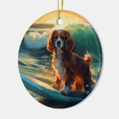 Décoration En Céramique Cavalier King Beach Surf Peinture (Gauche)