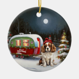 Décoration En Céramique Cavalier King Charles Spaniel Caravane Noël