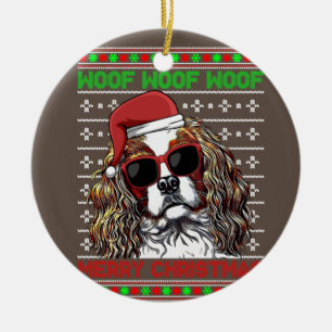 Décoration En Céramique Cavalier King Charles Spaniel Chien Woof Merry Chr