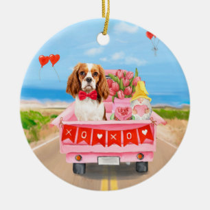 Décoration En Céramique Cavalier King Chien Camion de la Saint-Valentin Cœ