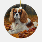 Décoration En Céramique Cavalier King en automne Feuilles automne Inspirat (Dos)