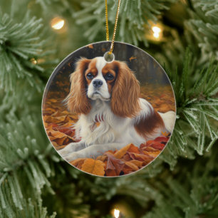 Décoration En Céramique Cavalier King en Automne les feuilles tombent ins