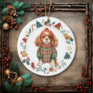 Décoration En Céramique Cavalier Roi Charles Spaniel en Sweat d'hiver