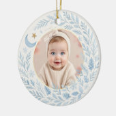Décoration En Céramique Celestial Baby First Cute Blue Christmas Photo (Gauche)