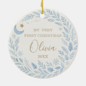 Décoration En Céramique Celestial Baby First Cute Blue Christmas Photo (Dos)