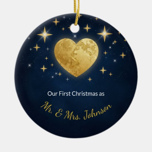Décoration En Céramique Celestial Vows Personalized Wedding Ornament (Devant)