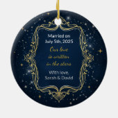 Décoration En Céramique Celestial Vows Personalized Wedding Ornament (Dos)