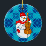 Décoration En Céramique Cello Snowman<br><div class="desc">Un bonhomme de neige portant un foulard à notes de musique et tenant un violoncelle est un drôle de design musical pour les musiciens de cordes dans les orchestres et les quatuors à cordes.</div>
