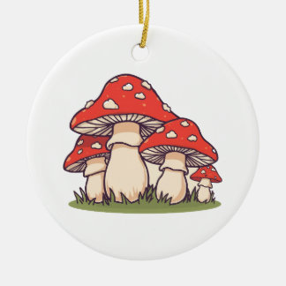 Décoration En Céramique Ceramic Circle Ornament (Cute Mushrooms)