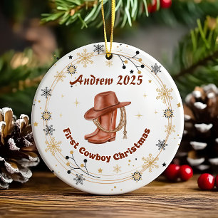 Décoration En Céramique Céramique de premier Noël de bébé cowboy personnal