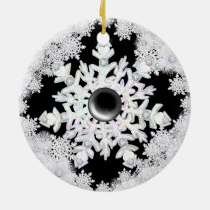 Décoration En Céramique Céramique dentelle noir & flocs de neige