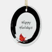 Décoration En Céramique Cercle Enso avec cardinal rouge (Droite)