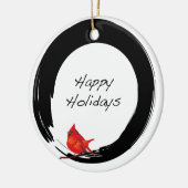 Décoration En Céramique Cercle Enso avec cardinal rouge (Gauche)