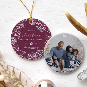 Décoration En Céramique Cercle neigeux Premier Noël dans notre nouvelle ma