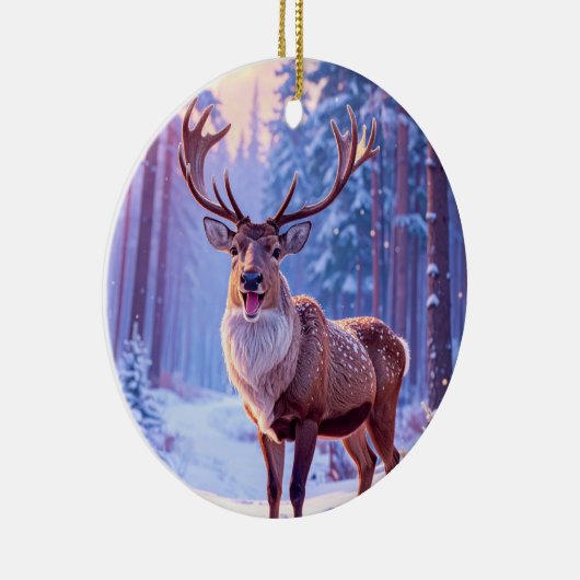 Décoration En Céramique Cerf À Père Noël Coeur - Rindeer (Droite)