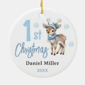 Décoration En Céramique Cerf bébé garçon premier Noël 2024 (Dos)
