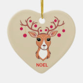 Décoration En Céramique Cerf de Noël aux balles rouges (Devant)
