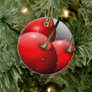 Décoration En Céramique Cerises avec gouttes de ragoût