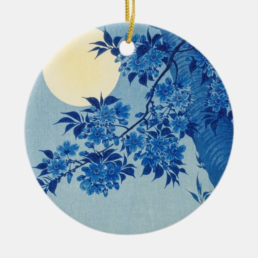 Décoration En Céramique Cerisier de la Lune Bleue de nuit japonais (Devant)