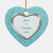 Décoration En Céramique Cerulean Blue Brocade Keepsake Template (Dos)