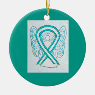 Décoration En Céramique Cervical Cancer Sensibilisation Ruban Angel Orneme